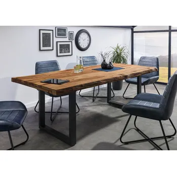 Jídelní stůl Jídelní stůl Palisandr 220x100x77 přírodní pískovaný / U-nohy antracit matný METALL 5