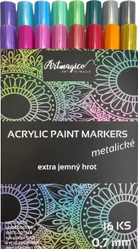 Artmagico Akrylový popisovač s extra jemným hrotem 16 ks metalické