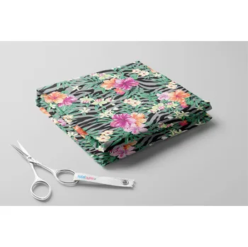 Softshell letní, Zebří pruhy s květy ibišku Barva: Světle šedá