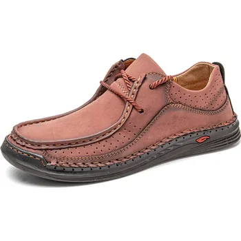 Pánské tenisky Prošívané pánské boty kožené s tkaničkami Barva: Červená, Velikost: 47