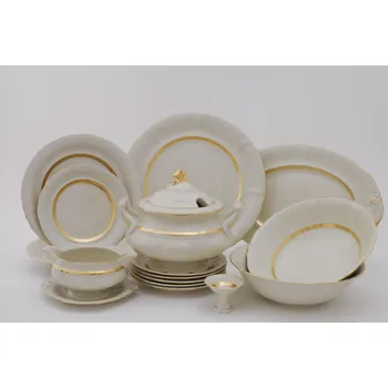 jídelní souprava Sonáta, Jídelní souprava 25-ti dílná v barvě slonové kosti, vzor Zlatý cop