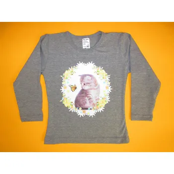 Arex, ČR Dívčí tričko dlouhý rukáv Kočička 1 Barva: šedá, Velikost: 92