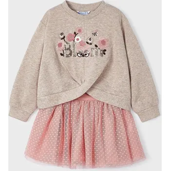 Dívčí sukně Mayoral tylová sukně a mikina souprava 4936 růžová Rozměr: 116