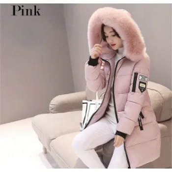 Dámská zimní bunda s kapucí a límcem z umělé kožešiny Barva: Růžová, Velikost: 3XL