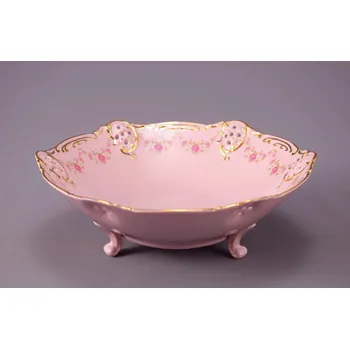 Leander, miska na nožkách Diana, hluboká vykrajovaná 19,5 cm, růžový porcelán