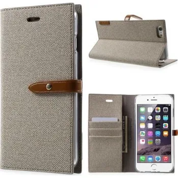 Pouzdro na mobilní telefon Milano stylové PU kožené pouzdro na iPhone 6s Plus a 6 Plus - khaki