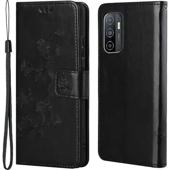 Pouzdro na mobilní telefon Flower PU kožené peněženkové pouzdro na mobil Samsung Galaxy A33 5G - černé