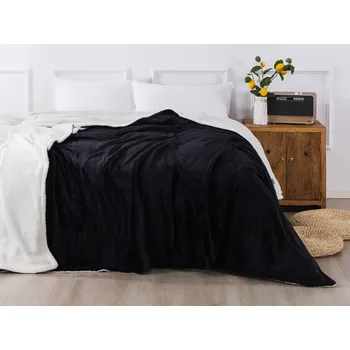 deka XPOSE® Mikroplyšová deka Exclusive s beránkem - černá 200x230 cm