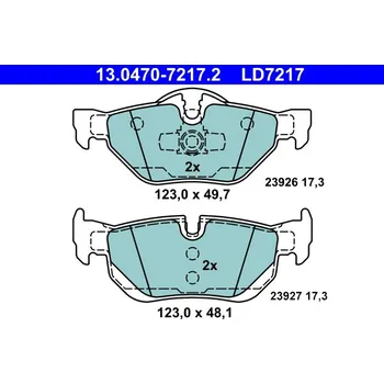 Brzdová destička Sada brzdových destiček, kotoučová brzda ATE 13.0470-7217.2