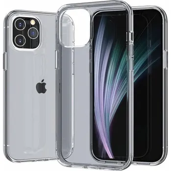 Pouzdro na mobilní telefon Clear gelový obal s pevnými zády pro mobil iPhone 12 - šedý