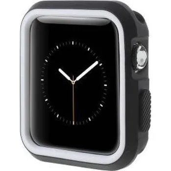 Příslušenství k chytrým hodinkám Flex gelový obal s barevným rámováním na Apple Watch 38mm - černý/bílý