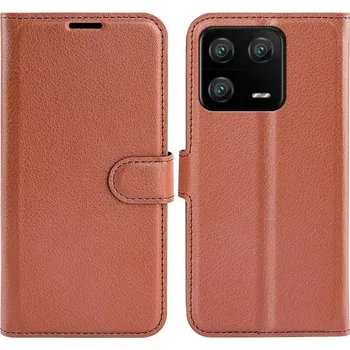 Pouzdro na mobilní telefon Litchi knížkové pouzdro na Xiaomi 13 Pro - hnědé