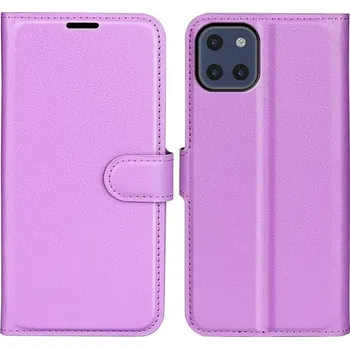 Pouzdro na mobilní telefon Litchi PU kožené peněženkové pouzdro na mobil Samsung Galaxy A03 - fialové