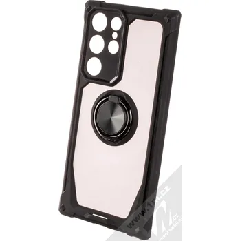 Pouzdro na mobilní telefon 1Mcz Defender Ring odolný ochranný kryt s držákem na prst pro Samsung Galaxy S22 Ultra 5G černá (black)