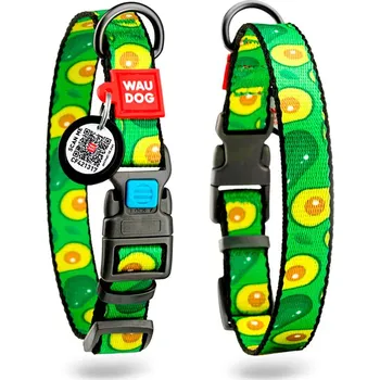 Obojek pro psa WAU DOG Nylonový obojek s QR kódem se vzorem Avokádo Velikost: XS
