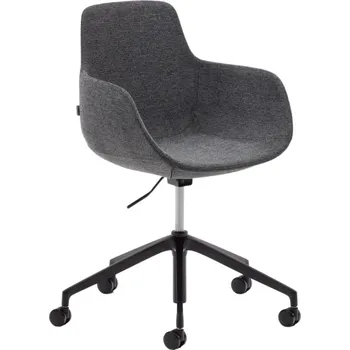 Tmavě šedá čalouněná otočná konferenční židle Kave Home Tissiana