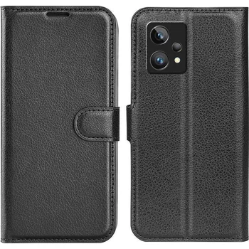 Pouzdro na mobilní telefon Litchi PU kožené peněženkové pouzdro na mobil Realme 9 Pro+ 5G - černé