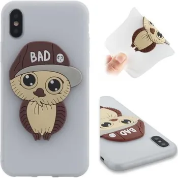 Pouzdro na mobilní telefon 3D boy silikonový obal na iPhone X - bílý