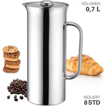 Konvice na čaj Stlačovací french press Kávovar 700ml - WEIS (Lisovací filtrační konvice dvoustěnná vakuově izolovaná 0,7l - WEIS)