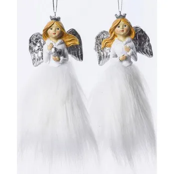 Vánoční dekorace Dekorace, BÍLÝ ANDĚL, 5,5x3x14 cm, 1 kus