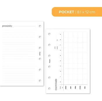 Kancelářské potřeby Fleppi Náplň do diáře - Rozvrh hodin - ZŠ/SŠ Vyberte velikost náplně: Pocket