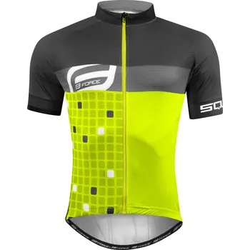 cyklistický dres Dres FORCE SQUARE krátký rukáv, fluo-šedý
