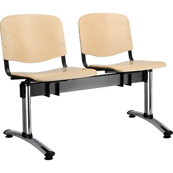 Dřevěné lavice ISO, 2-sedák, chromované nohy - buk + doprava ZDARMA