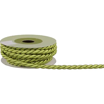 Stuha Provázek polyesterový 6mm x 4,6m vzor 2040 515-SV. ZELENÁ