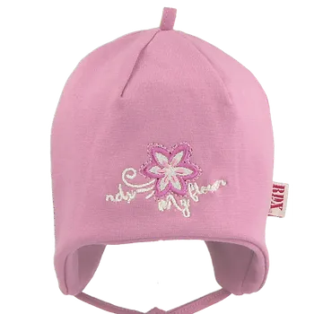 Kojenecká čepice RDX Kojenecká čepička zavazovací Růžová nášivka kytička Růžová Vel. 00