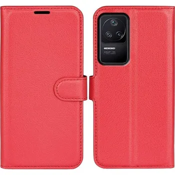 Pouzdro na mobilní telefon Litchi PU kožené peněženkové pouzdro na mobil Xiaomi Poco F4 5G - červené