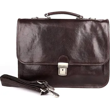 Kabelka Celokožená velká tmavěhnědá hladká kožená aktovka Giglio no. 224