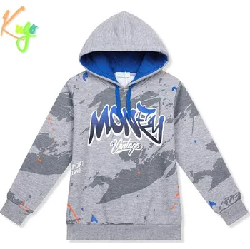 Dětská móda Teplá chlapecká mikina s kapucí KUGO FM0328, šedá