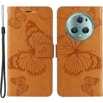 Pouzdro na mobilní telefon Big butterfly knížkové pouzdro na Honor Magic 5 Pro 5G - žluté
