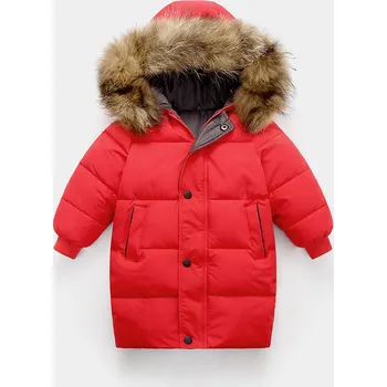Dívčí bunda Dětská zimní prošívaná prodloužená bunda (3-10 let) Barva: Červená, Velikost: 100/3 roky