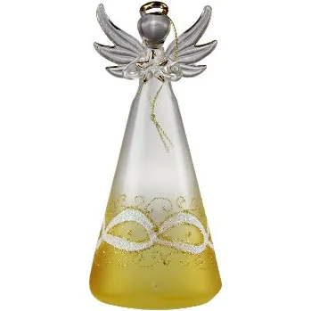 Svícen Svícen Anděl malovaný pro čajovou svíčku - žlutý se zlatým ornamentem