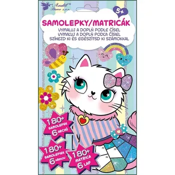 Sada na malování a lepení podle čísel 6 archů, 180 samolepek 14,5 x 25 cm