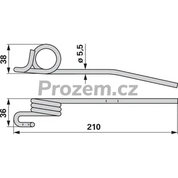 Pružina přihaněče pravá pro John Deere, 210/5,5/36 mm, Z56957, H149752