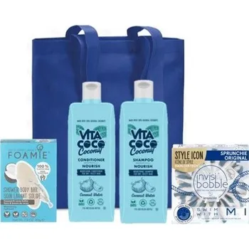 Kosmetická sada Vita Coco Letní Sada - Šampon 400 ml + kondicionér 400 ml + tuhá sprchová péče 42 g + gumička do vlasů 1 ks Dárková sada