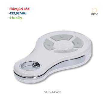Dálkový ovladač vrat 4-kanálový vysílač, plovoucí kód, voděodolný, bílý