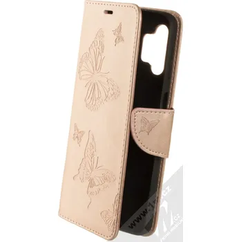 Pouzdro na mobilní telefon 1Mcz Bridges Roj motýlů 1 Book flipové pouzdro pro Samsung Galaxy A32 5G, Galaxy M32 5G růžově zlatá (rose gold)