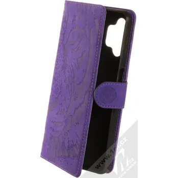 Pouzdro na mobilní telefon 1Mcz Velvety Burrow Tygr 1 Book flipové pouzdro pro Samsung Galaxy A32 5G, Galaxy M32 5G fialová (violet)
