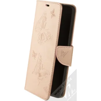 Pouzdro na mobilní telefon 1Mcz Bridges Roj motýlů 1 Book flipové pouzdro pro Nokia 2.4 růžově zlatá (rose gold)