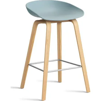 Barová židle HAY Barová stolička AAS 32 Low Lacquered Oak Veneer, dusty blue