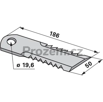 Pracovní nůž Nůž drtiče pro John Deere, 186/5/50/19,6 mm, ozubený, H212698
