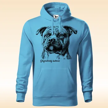 Dámská mikina Mikina - Stafordšírský bulterier Barva: Modrá - tyrkysová (44), Velikost: 3XL, Střih: Pánské