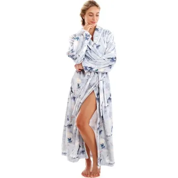 Dámský župan Dámský župan Yuna 2126 0014 Světle šedá jeřábi - Vestis šedá s potiskem L