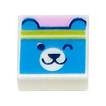Stavebnice LEGO 3070bpb239 White Tile 1 x 1 with Groove with Dark Azure Bear Head (Bílá dlaždice 1 x 1 s drážkou s tmavě azurovou medvědí hlavou)
