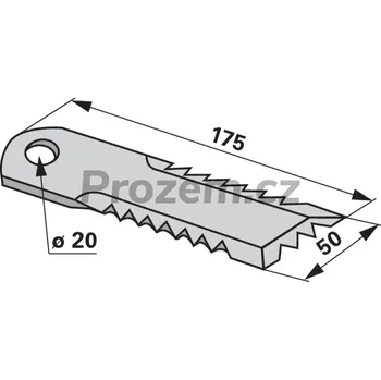 Pracovní nůž Nůž drtiče pro Massey Ferguson, 175/4,5/50/20 mm, ozubený, D49074600