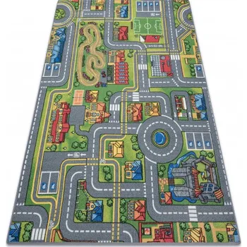 Koberec Makro Abra Dětský kusový koberec REBEL ROADS City life 97 Město Uličky protiskluzový šedý Rozměr: 95x200 cm
