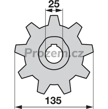 Auto-moto Řetězové kolo pro New Holland, 9 zubů, 135/25 mm, 80321074, 321074
